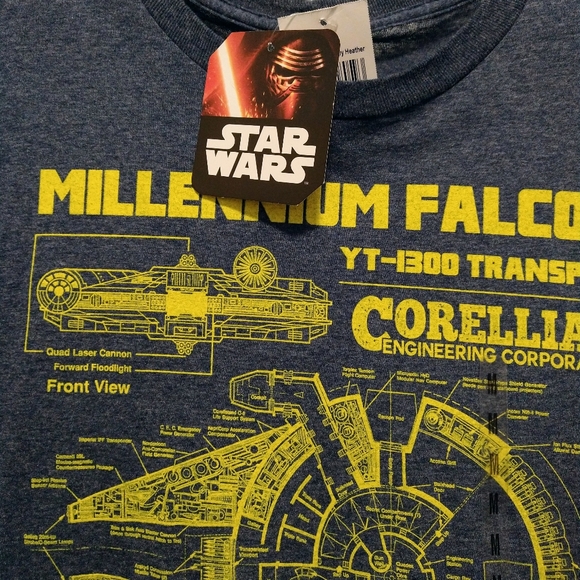Disney NWT Star Wars Size M Millennium Falcon Schematics YT - 1300 Transplant T- - Picture 2 of 5